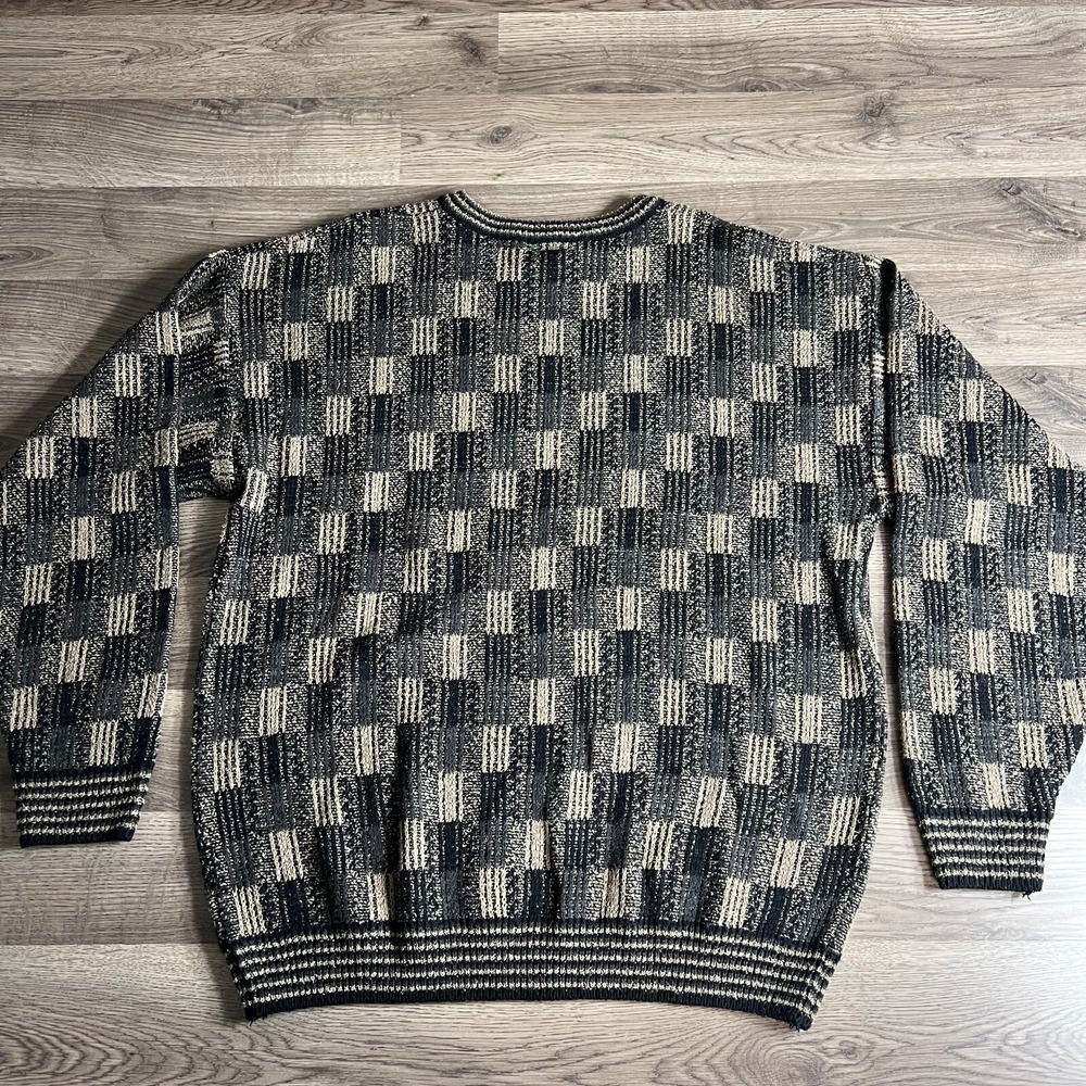VTG Jantzen Sweater Mens‎ XL Acrylic Striped Geometric Cosby Biggy Made in Korea